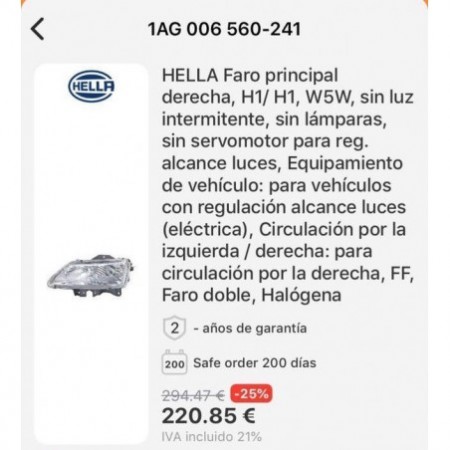 Faro renault laguna derecho nuevo